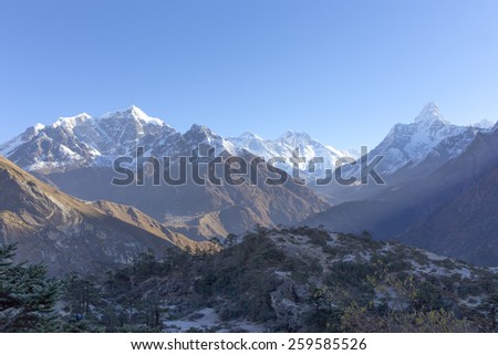 View of Mt. Everest in Nepal. Title: Mt. Everest. Title: