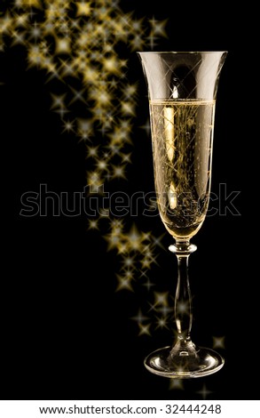 A glass of champagne with fairy dust made in photoshop