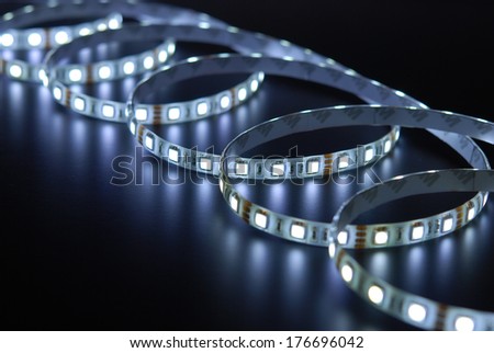 Led stripe is isolated on the black background