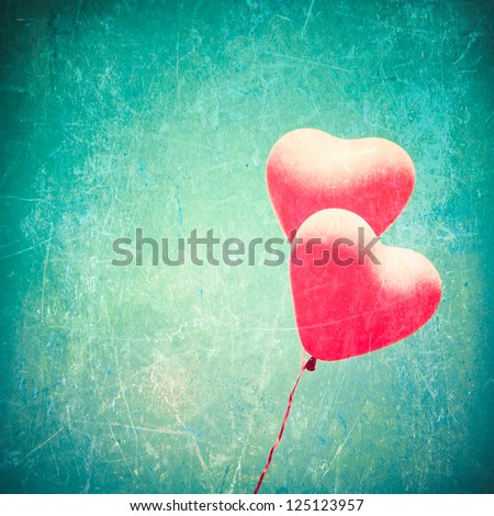 Love Heart Balloon In Vintage Blue Sky