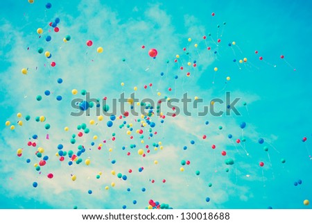 Color Balloons over Turquoise Blue Sky