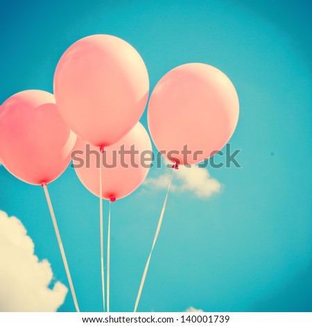 Pink Balloons on Retro Sky