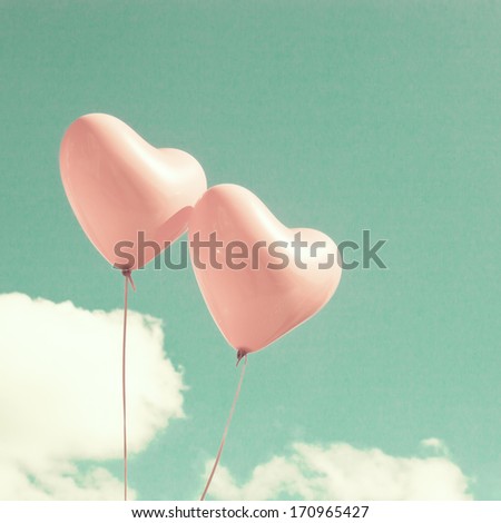 Retro Pastel Love Balloons On Mint Sky