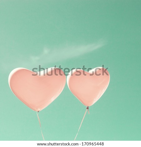 Retro Pastel Love Balloons on Mint Sky