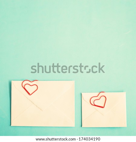 Heart clip and vintage envelopes