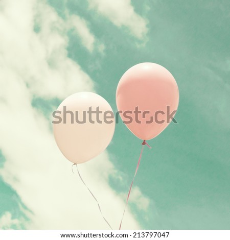 Colorful balloons over retro vintage background