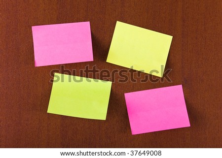sticky notes on wood background