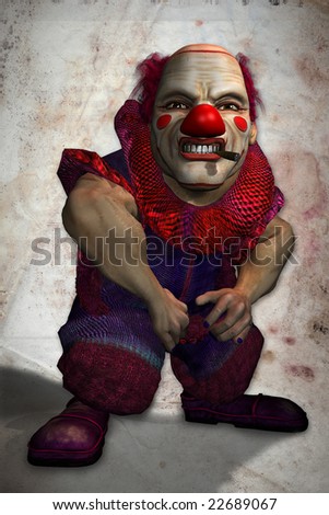 stock photo 3d render of an evil clown with a cigar