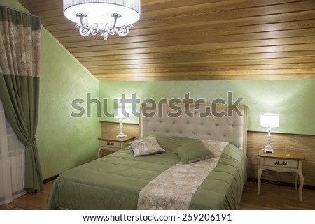 Photo Interior bedroom at night
