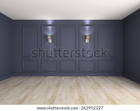 Empty interior with lamps 3d rendering
