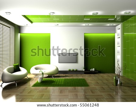 Living Room on Modern Interior Of Living Room 3d Stock Photo 55061248   Shutterstock