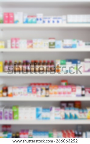blur shelf of drug in the drugstore