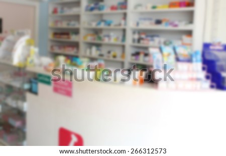 blur drugstore shelves in the pharmacy