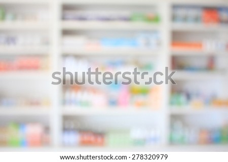 blur some shelves of drug in the pharmacy drugstore defocused shallow depth of field