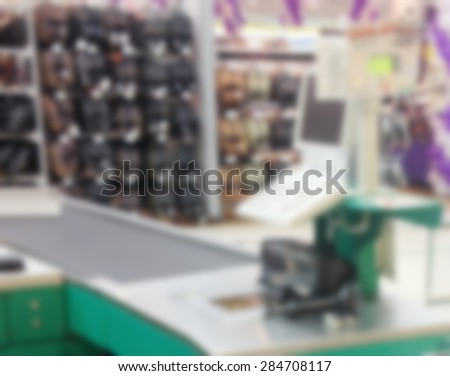 Supermarket store blur background ,Cashier counter