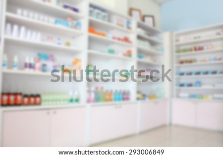 blur some shelves of drug in the pharmacy drugstore