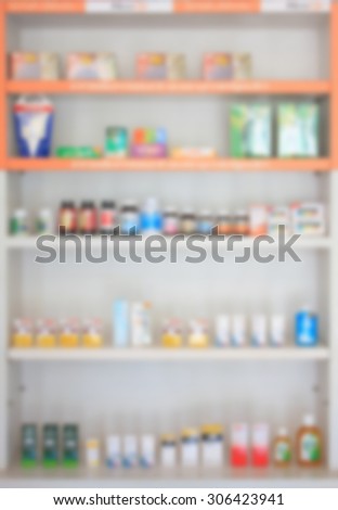 blur shelves of drugs in the pharmacy