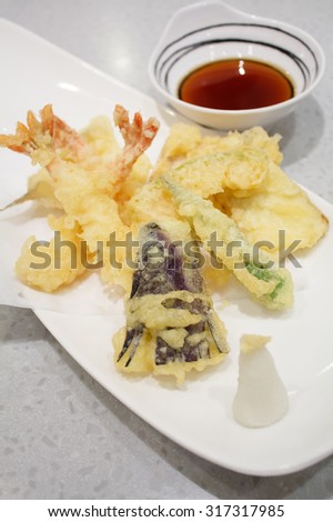 Japanese Cuisine - Tempura Deep Fried Shrimps with sauce