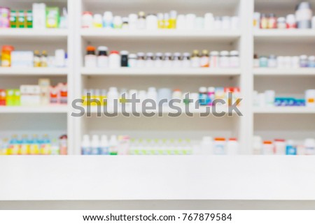 pharmacy store background with drugstore counter
