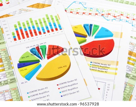Colorful Sales Report in Statistics, Graphs and Charts