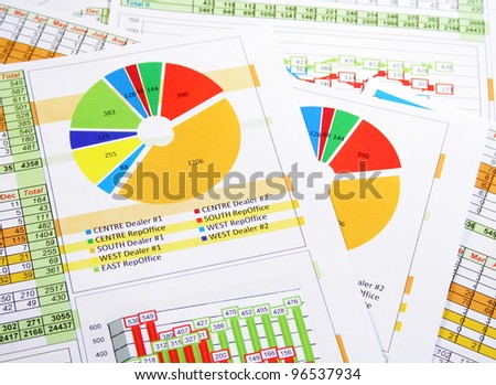 Colorful Sales Report in Statistics, Graphs and Charts