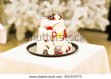 White Wedding Cake, Wedding Cake in Christmas style