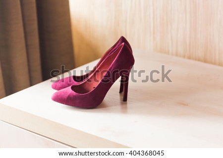crimson shoes on high heels