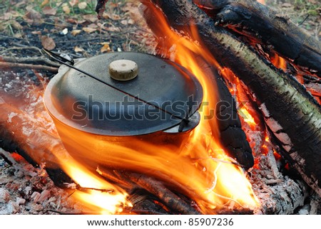 cooking on a camp fire