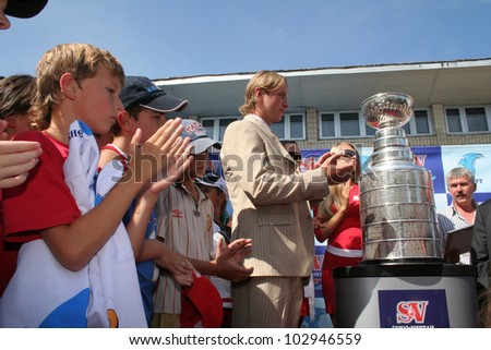 KYIV, UKRAINE-AUGUST 2: The hockey player Anton Babchuk to the American Club in the \