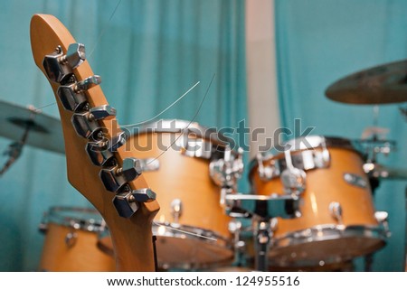 guitar and drums on the stage