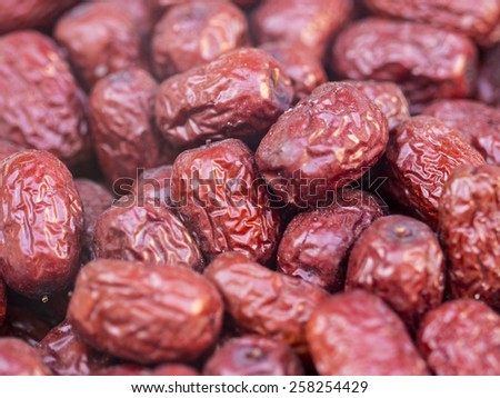 Red dates (jujube) in a stall.