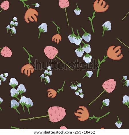 pattern of different flowers tulips, roses