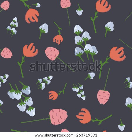 pattern of different flowers tulips and roses
