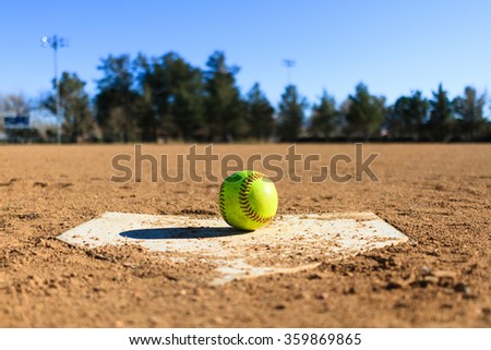 Softball in a softball field in California mountains, Baseball field
