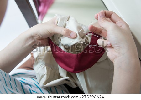 sew sewing fix work cloth shirt thread