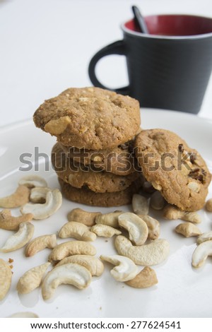 cookie baked breakfast meal cashew coffee food eat