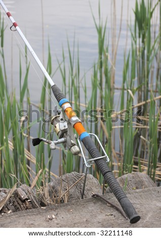 Fishing Rod during fishing on lake