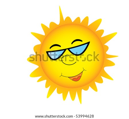 smiley sun with sunglasses. stock vector : Smiling sun in