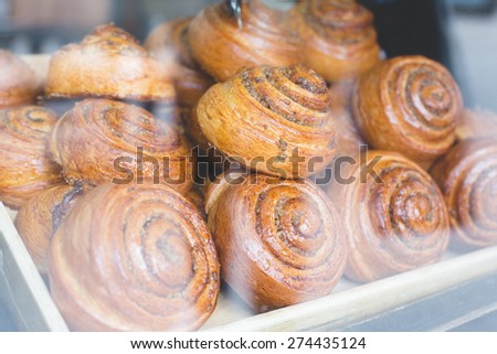coffee and bakery shop bar with tasty fresh baked cinnamon rolls