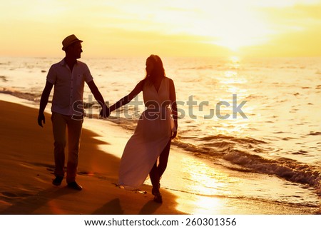 bride couple walking on the water at sunset in Cuba, Bali, Seychelles