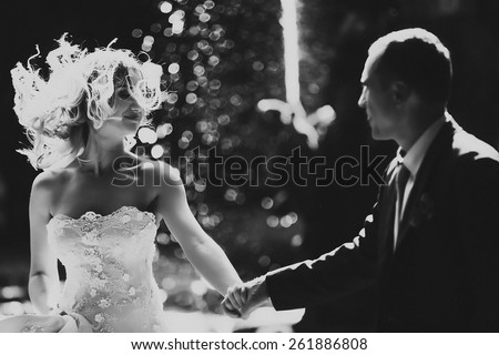 wedding couple in Como lake, Italy, Groom holding bride\'s hand