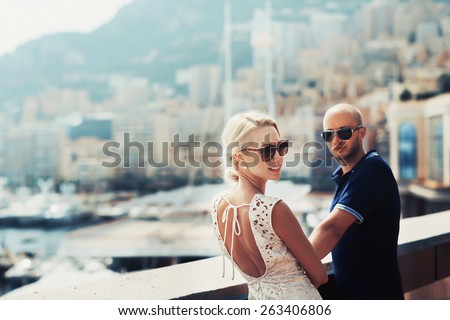young couple in Monaco, Monte carlo, in love