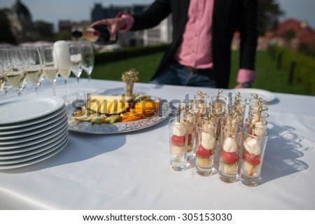 outdoors buffet table, champagne, celebration, summer, Lviv, event