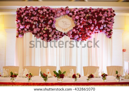 Purple & red flowers wedding reception garland decoration