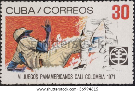 HAVANA, CUBA - 1971: Postal stamp Cuba. Vintage stamp devoted to Pan American Games in Cali, Colombia from July 30 to August 13, 1971, circa 1971.