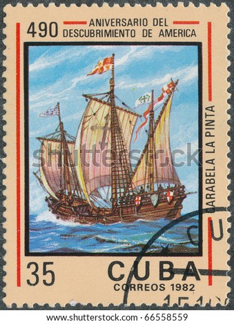 CUBA - CIRCA 1982: A Stamp printed in  Cuba shows image caravel from series \