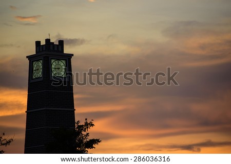 Clock tower after sunset on twilight time