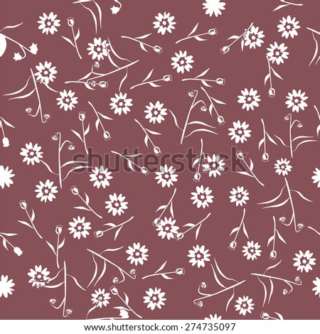 Seamless pattern with flowers tulips, daisies, bluebells simple