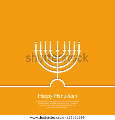 Happy Hanukkah. Holiday religion, jewish festival of Lights. Hanukkah menorah outline greeting card, template, banner. Minimal vector illustration. Flat design. Eps10