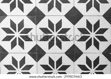 Vintage Floor Tile in Black and White